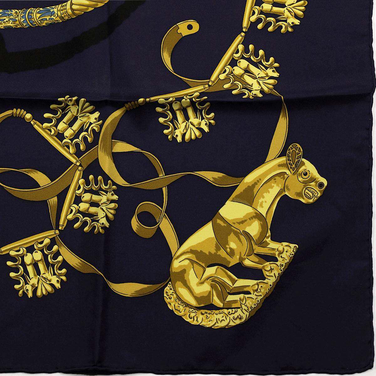 Hermes Scarf "Cavaliers d'Or" by Vladimir Rybaltchenko Vintage 90cm Silk