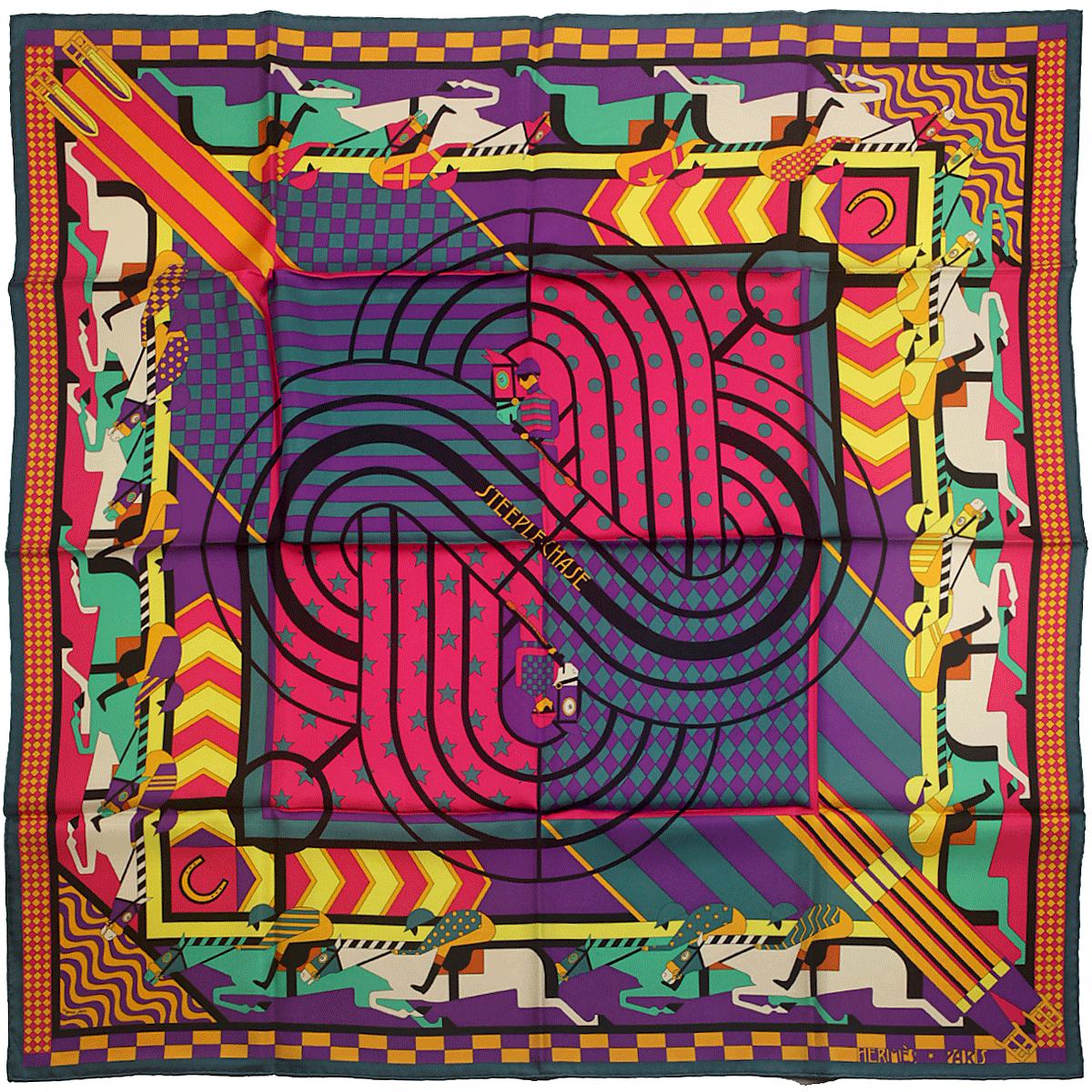 Hermes Scarf "Steeplechase" by Virginie Jamin 90cm Silk