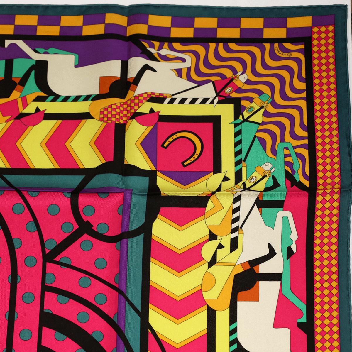 Hermes Scarf "Steeplechase" by Virginie Jamin 90cm Silk