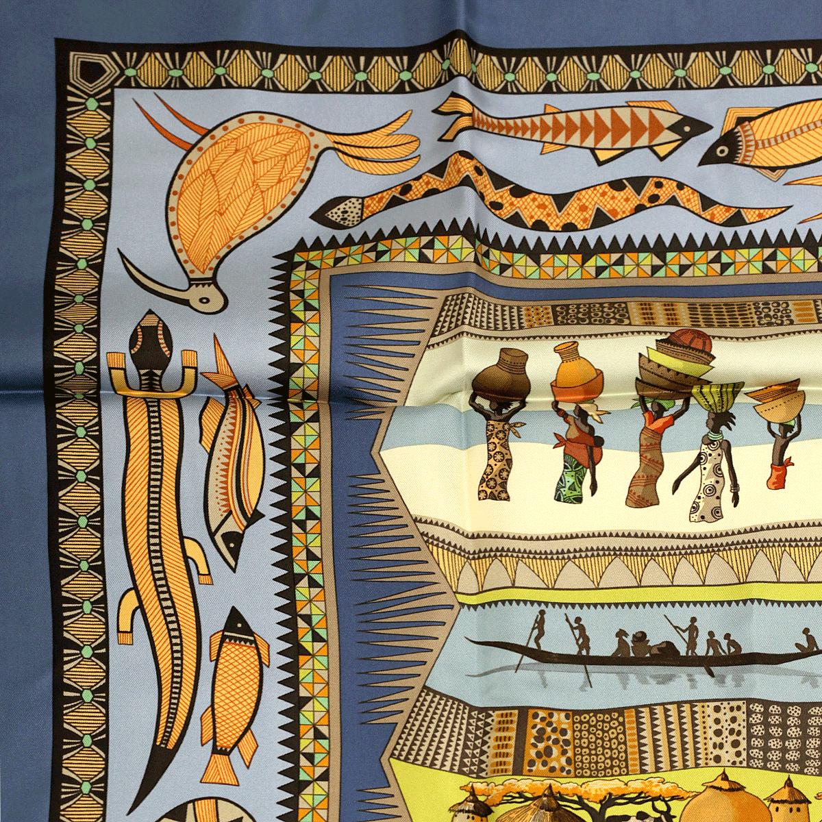 Hermes Scarf "Vie du Fleuve" by Aline Honore 90cm Silk | Carre Foulard