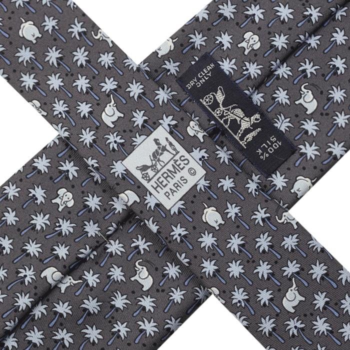 Hermes Men's Silk Tie Whimsical Elephants Pattern 5248 | Necktie Cravate