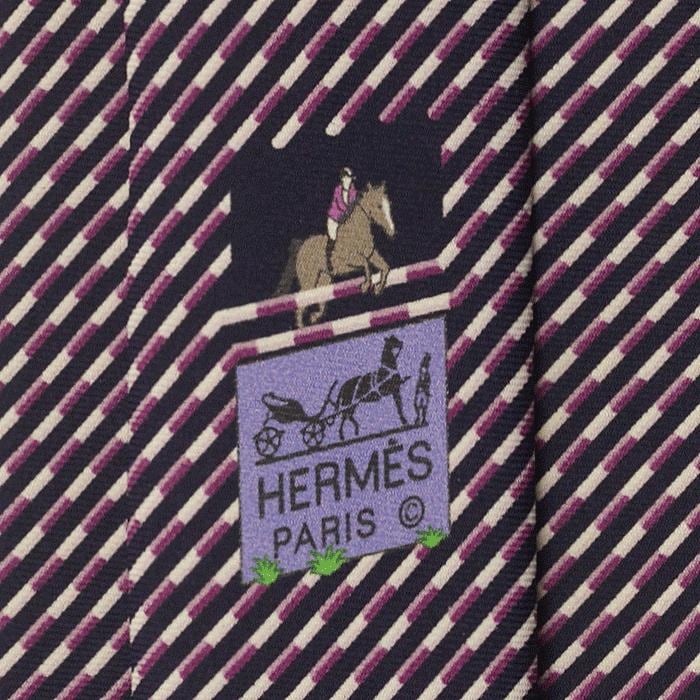 Hermes Men's Silk Tie Horse Racing Pattern 645737 | Necktie Cravate