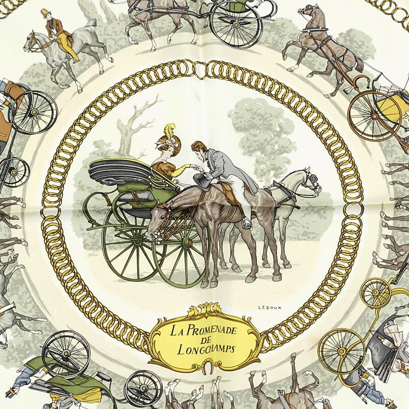 Hermes Scarf "Promenade de Longchamps" by Philippe Ledoux 90cm Silk | Carre Foulard