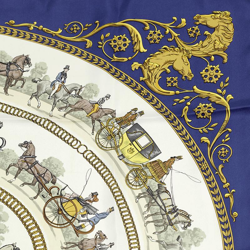 Hermes Scarf "Promenade de Longchamps" by Philippe Ledoux 90cm Silk | Carre Foulard