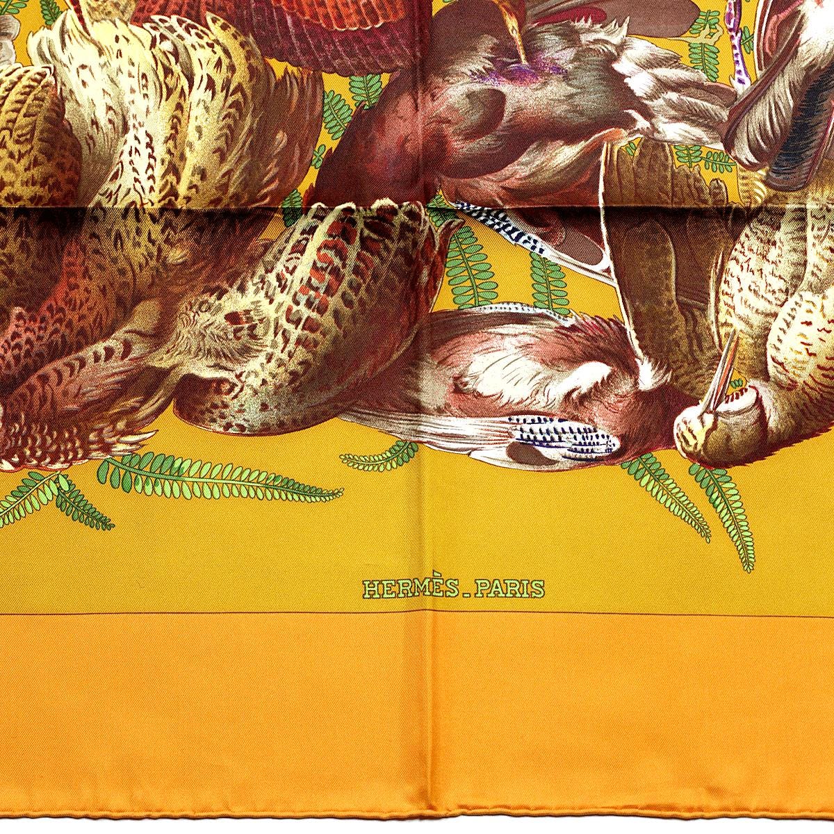 Hermes Scarf "Gibiers" by Henri de Linares Vintage 90cm Silk | Carre Foulard