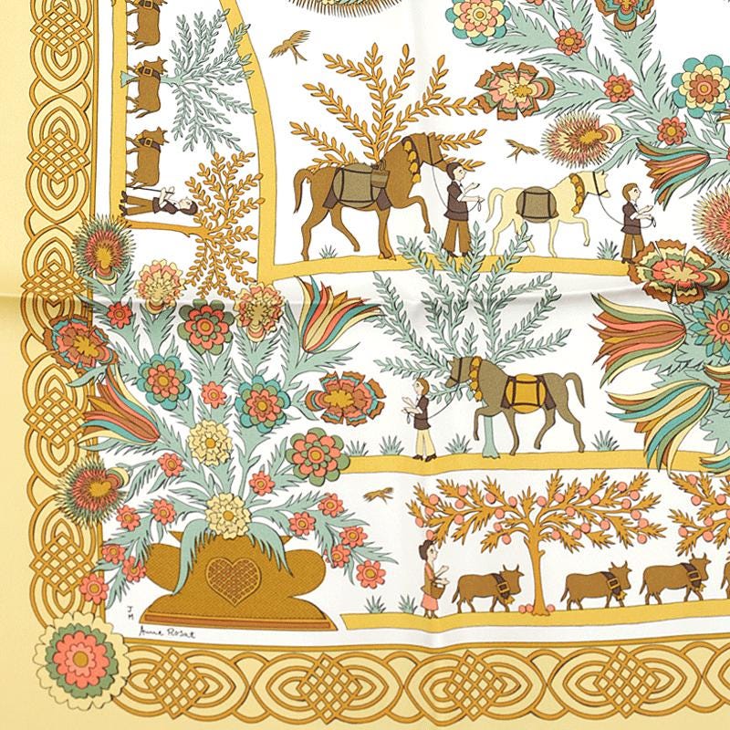 Hermes Scarf "Decoupages" by Anne Rosat 90cm Silk