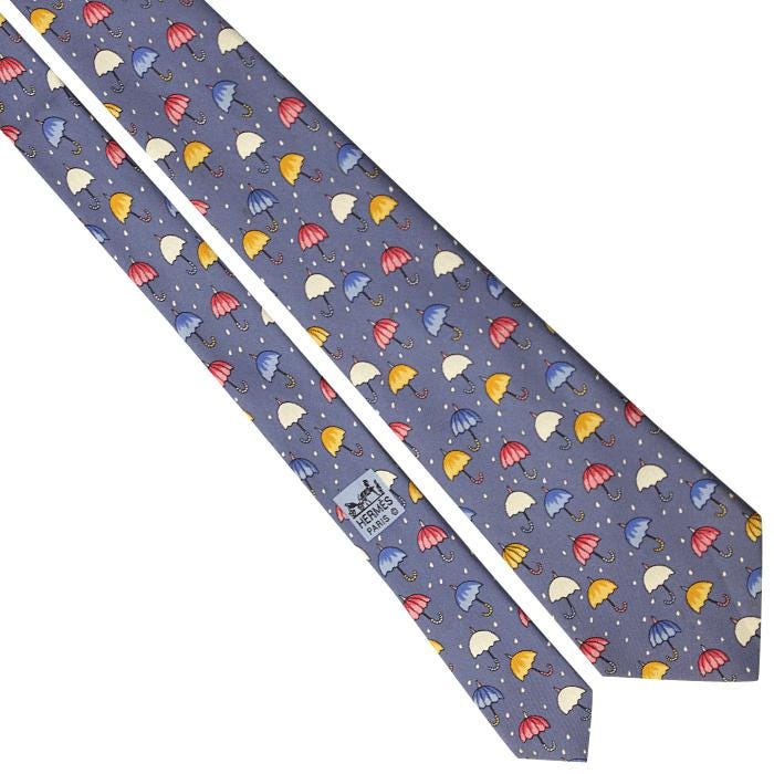 Hermes Men's Silk Tie Umbrellas Pattern 7431 | Necktie Cravate