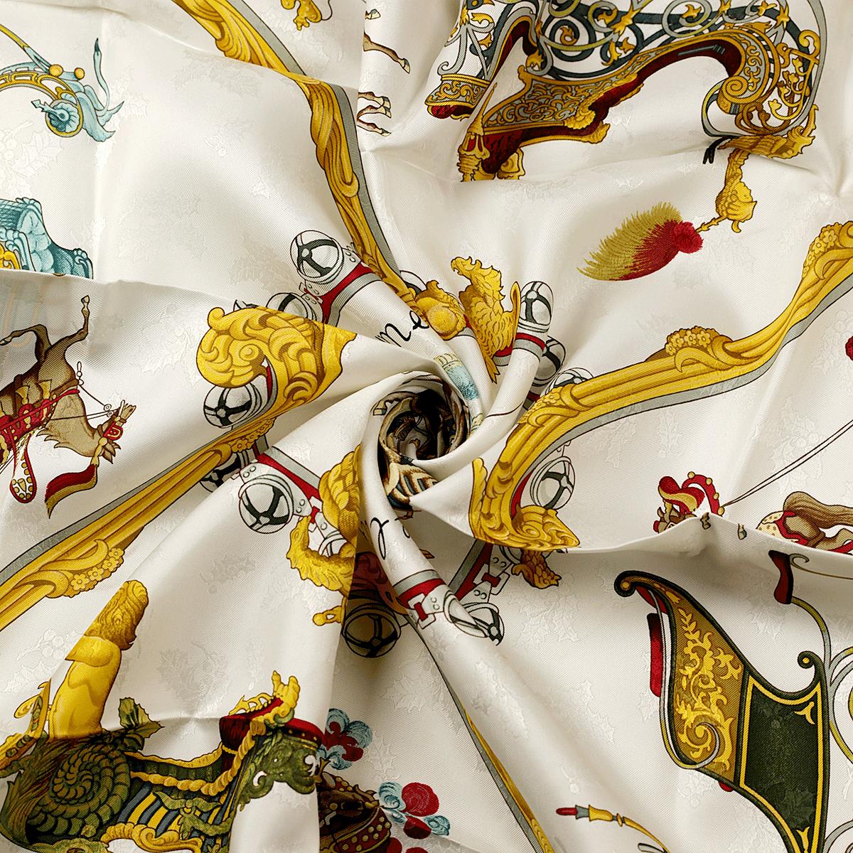 Hermes Scarf "Plumes et Grelots" by Julia Abadie 90cm Silk Jacquard | Carre Foulard NIB
