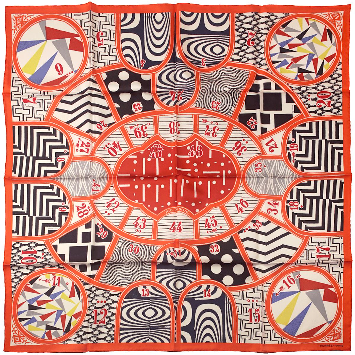 Hermes Scarf "Jeu de Soie" by Giancarlo Pagni 90cm Silk | Foulard Carre
