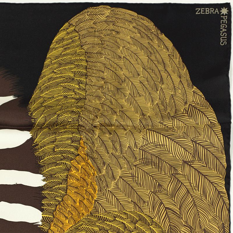 Hermes Scarf "Zebra Pegasus" by Alice Shirley 90cm Silk | Carre Foulard