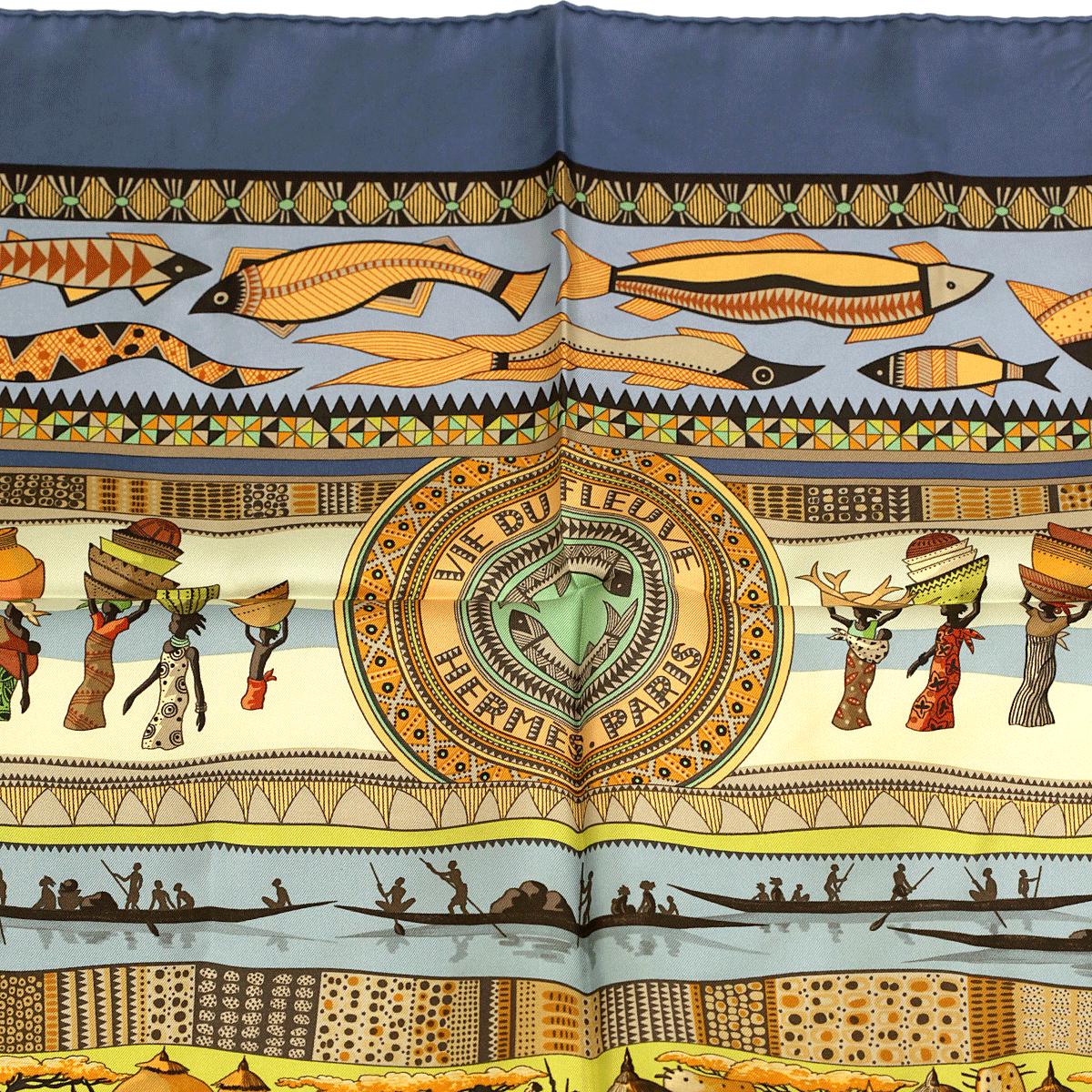 Hermes Scarf "Vie du Fleuve" by Aline Honore 90cm Silk | Carre Foulard