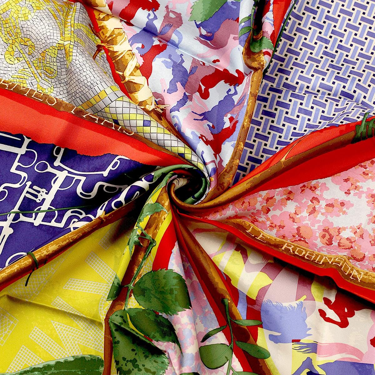 Hermes Scarf "Robinson Chic" by Benoit Pierre Emery 90cm Silk | Carre Foulard