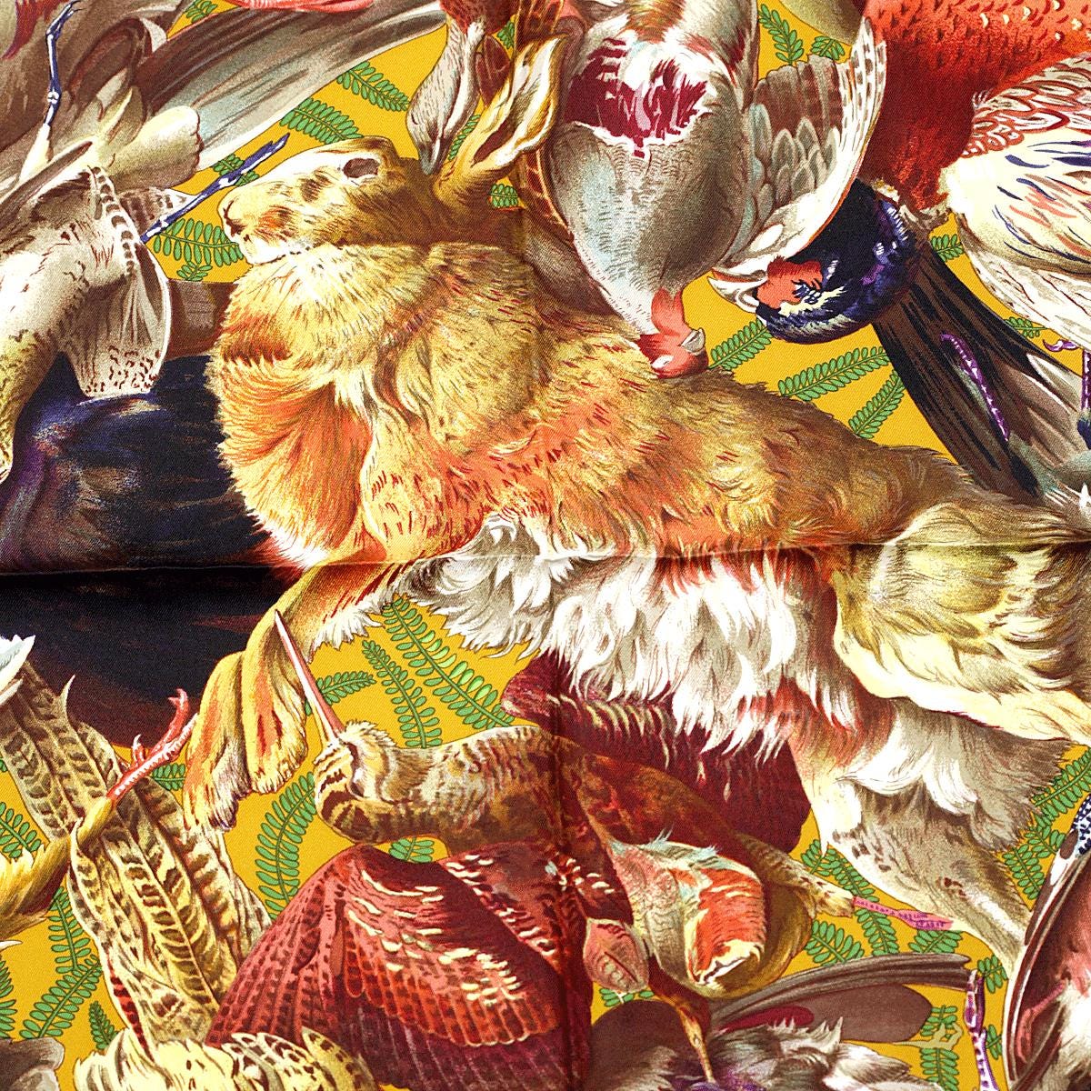 Hermes Scarf "Gibiers" by Henri de Linares Vintage 90cm Silk | Carre Foulard
