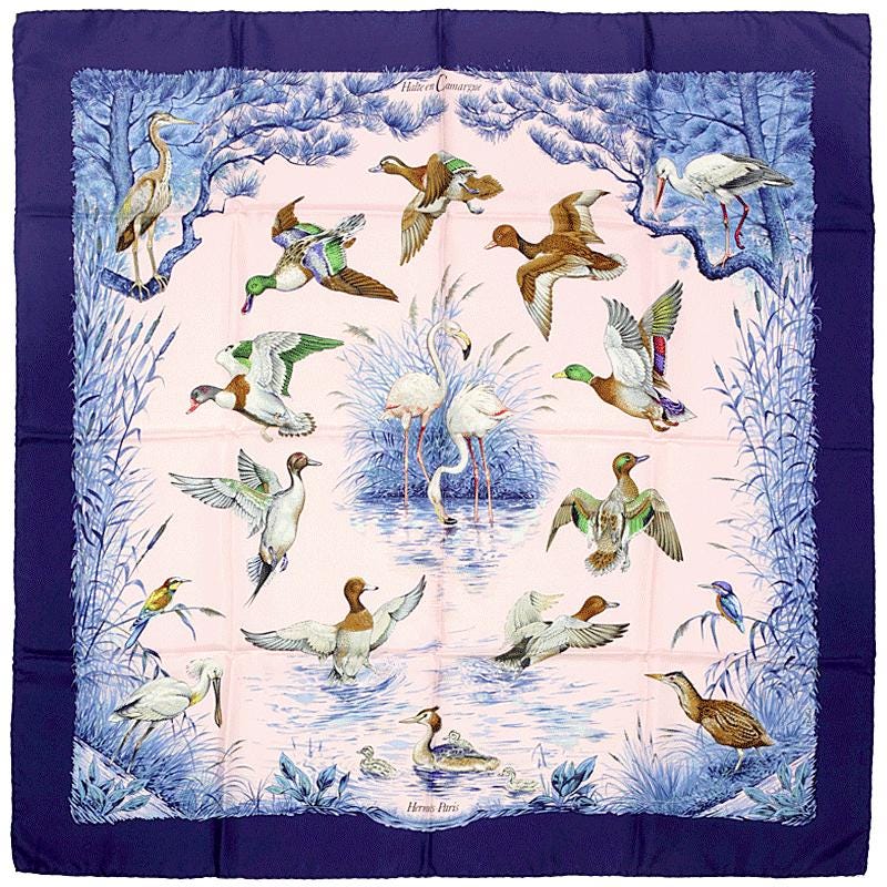Hermes Scarf "Halte en Camargue" by Robert Dallet 90cm Silk