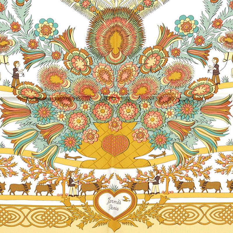 Hermes Scarf "Decoupages" by Anne Rosat 90cm Silk