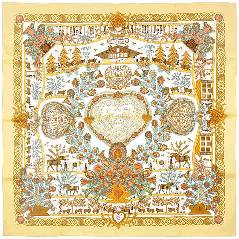 Hermes Scarf "Decoupages" by Anne Rosat 90cm Silk
