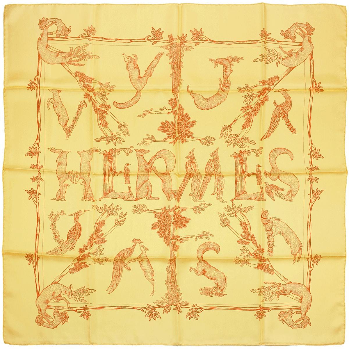 Hermes Scarf "Alphabet III" by Annie Faivre 90cm Silk