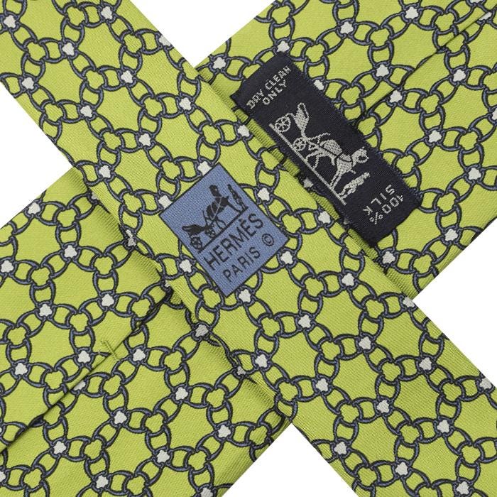 Hermes Men's Silk Tie Equestrian Geometric Pattern 5339 | Necktie Cravate