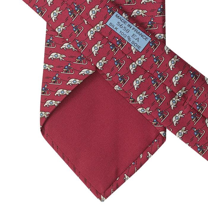 Hermes Men's Silk Tie Whimsical Polar Bear Sleds Pattern 5658 | Necktie Cravate