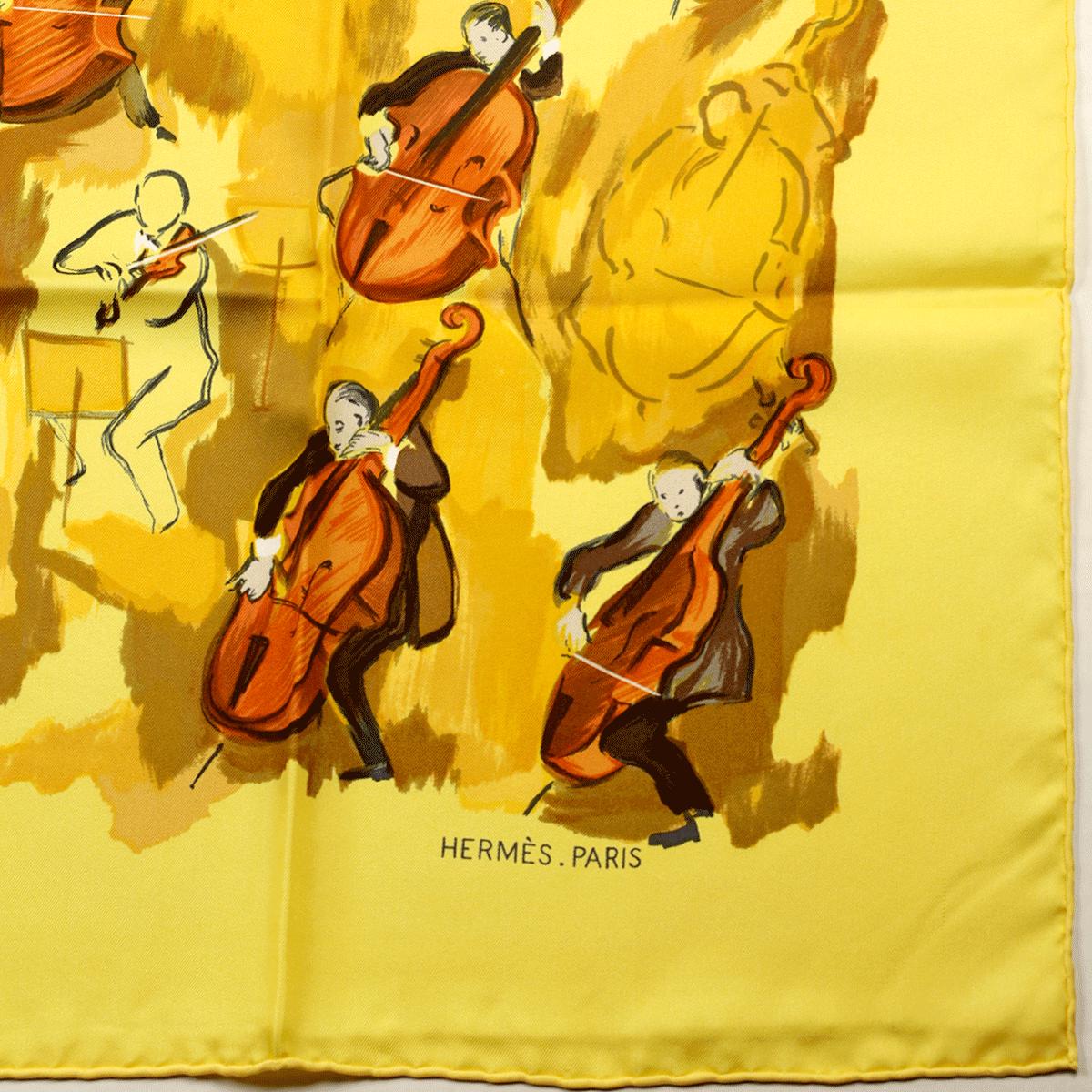 Hermes Scarf "Concerto" by Jean-Louis Clerc 90cm Silk
