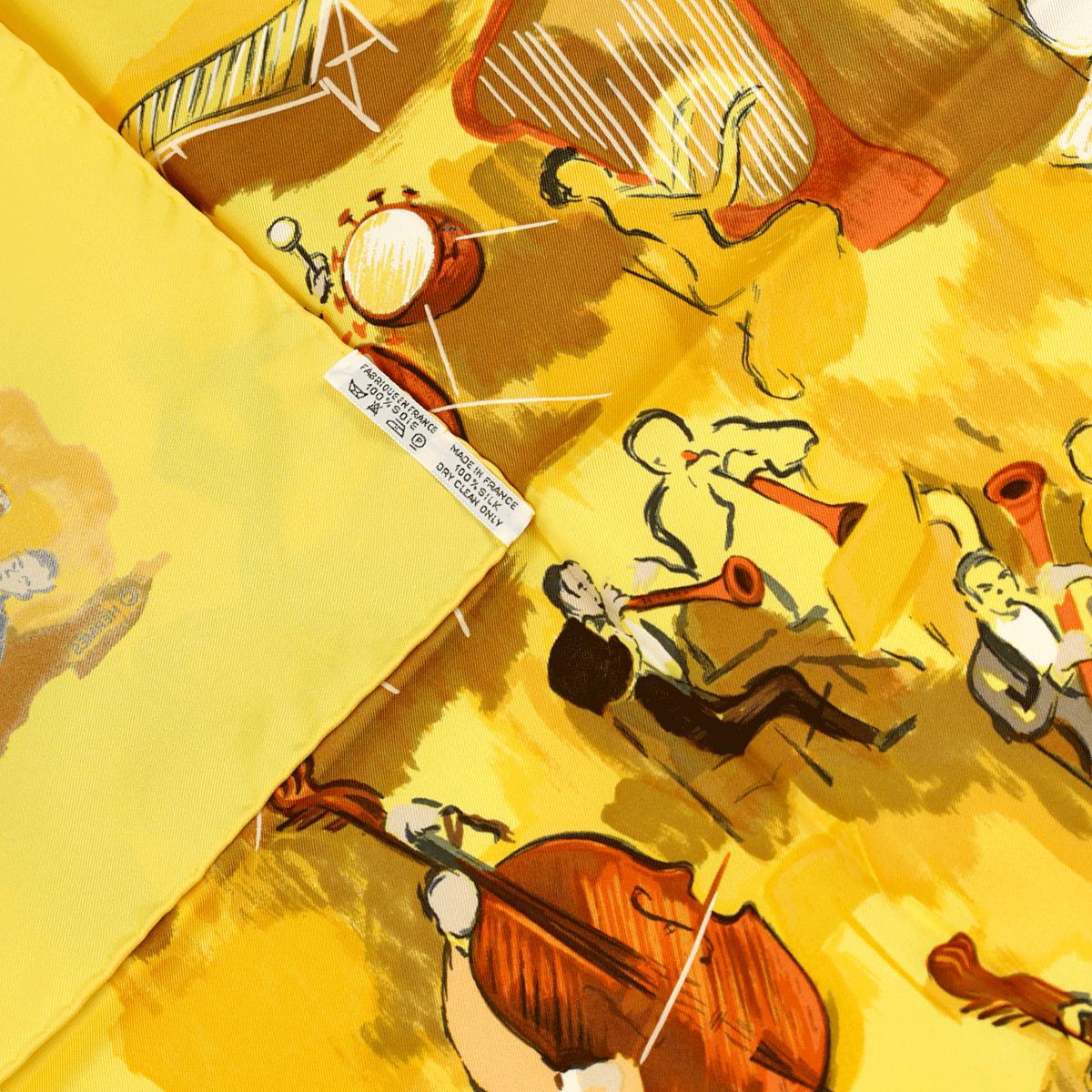 Hermes Scarf "Concerto" by Jean-Louis Clerc 90cm Silk