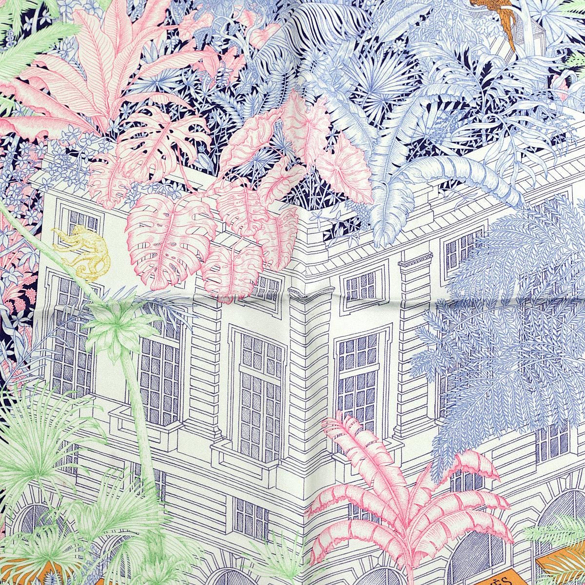 Hermes Scarf "Faubourg Tropical" by Théo de Gueltzl and Octave Marsal 90cm Silk Wash Scarf | Carre Foulard