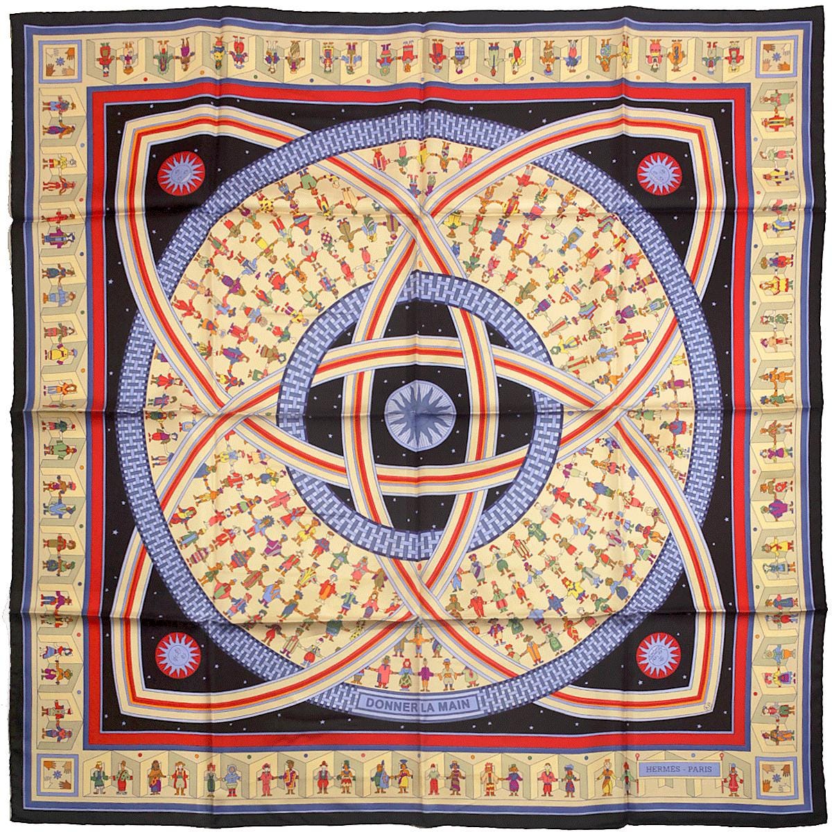 Hermes Scarf "Donner la Main" by Karen Petrossian 90cm Silk | Carre Foulard