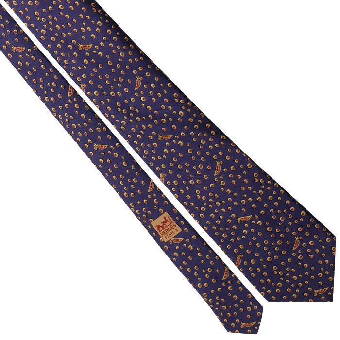 Hermes Men's Silk Tie Whimsical Peapods Pattern 7991 | Necktie Cravate