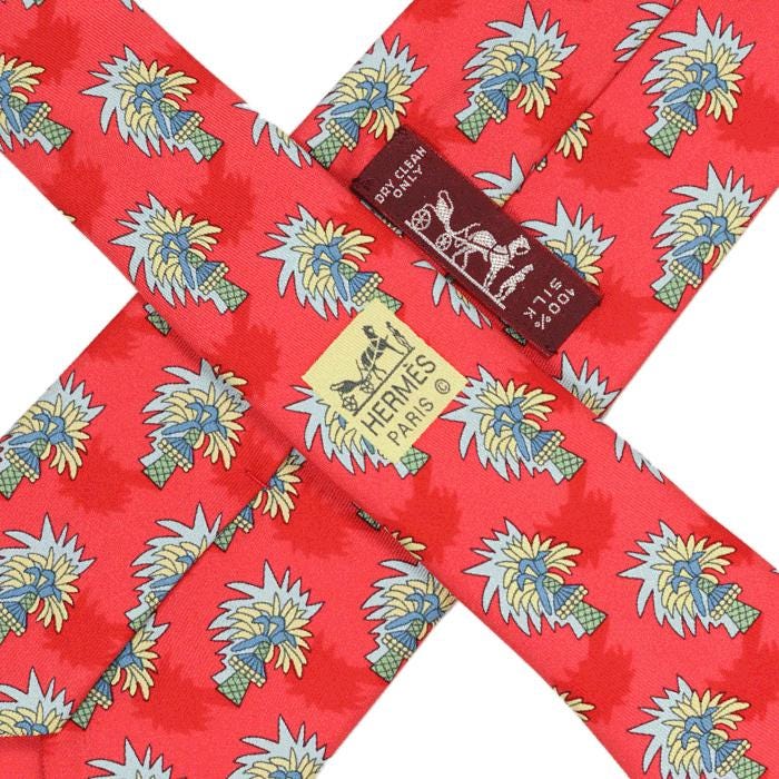 Hermes Men's Silk Tie Palm Trees Pattern 7433 | Necktie Cravate