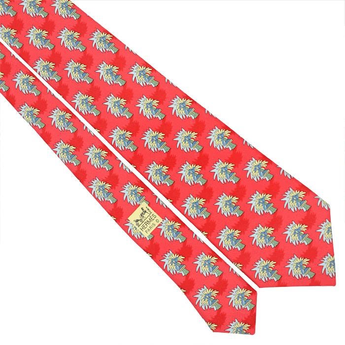 Hermes Men's Silk Tie Palm Trees Pattern 7433 | Necktie Cravate