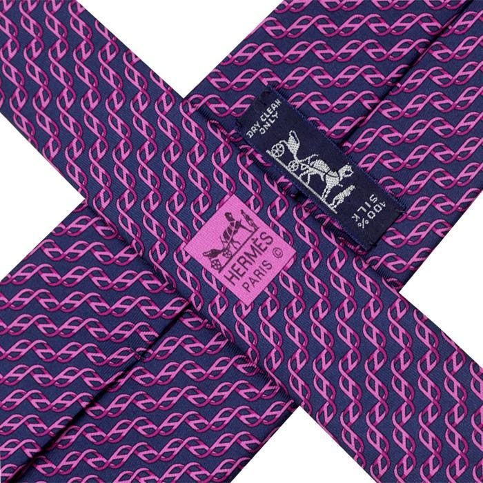 Hermes Men's Silk Tie Geometric H Helix Pattern 5467 | Necktie Cravate
