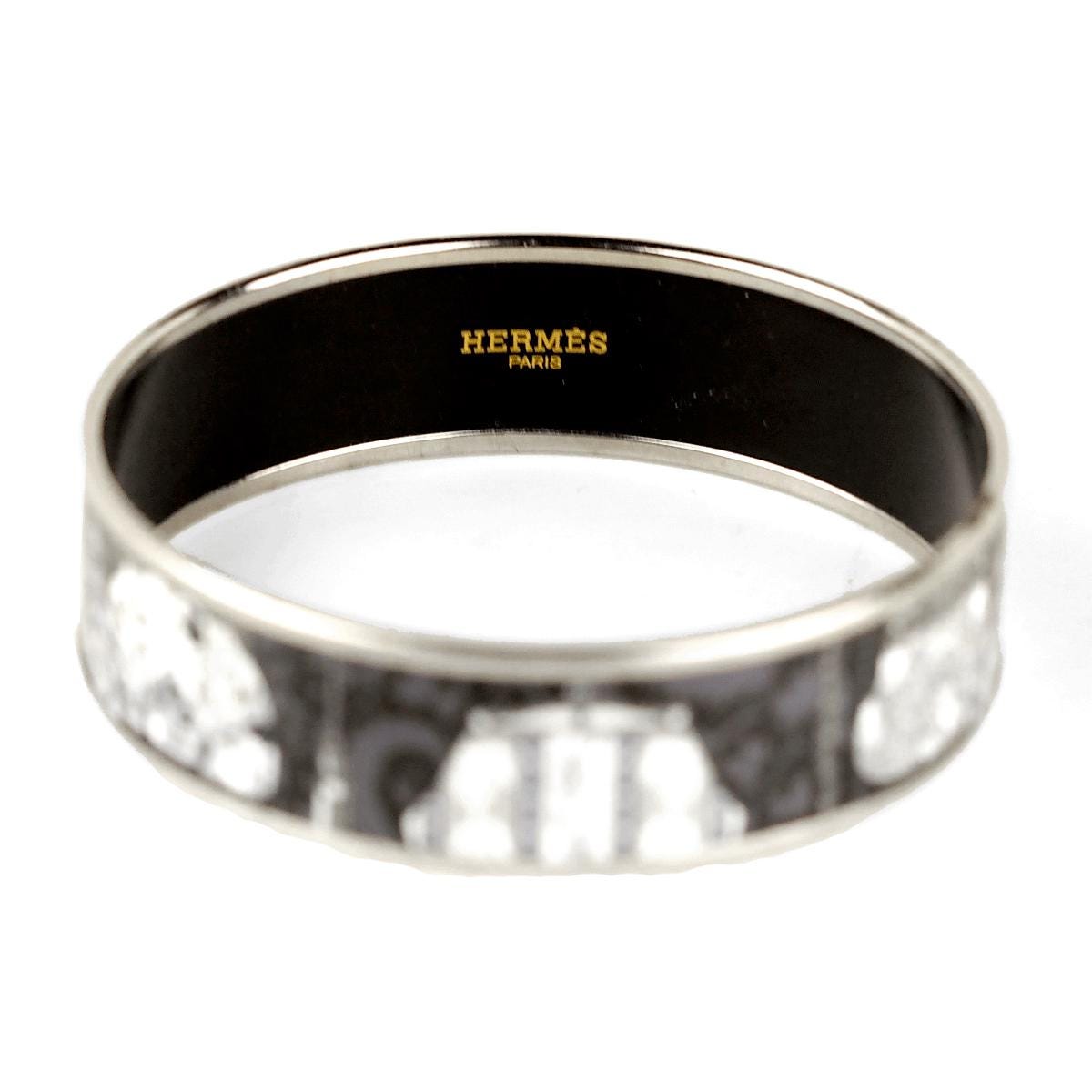 Hermes Bracelet 70 Wide Enamel Palladium Silver