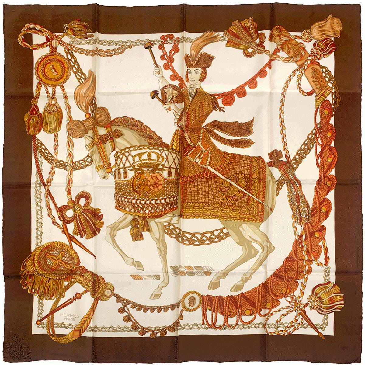 Hermes Scarf "La Timbalier" by Francoise Heron 90cm Silk | Carre Foulard