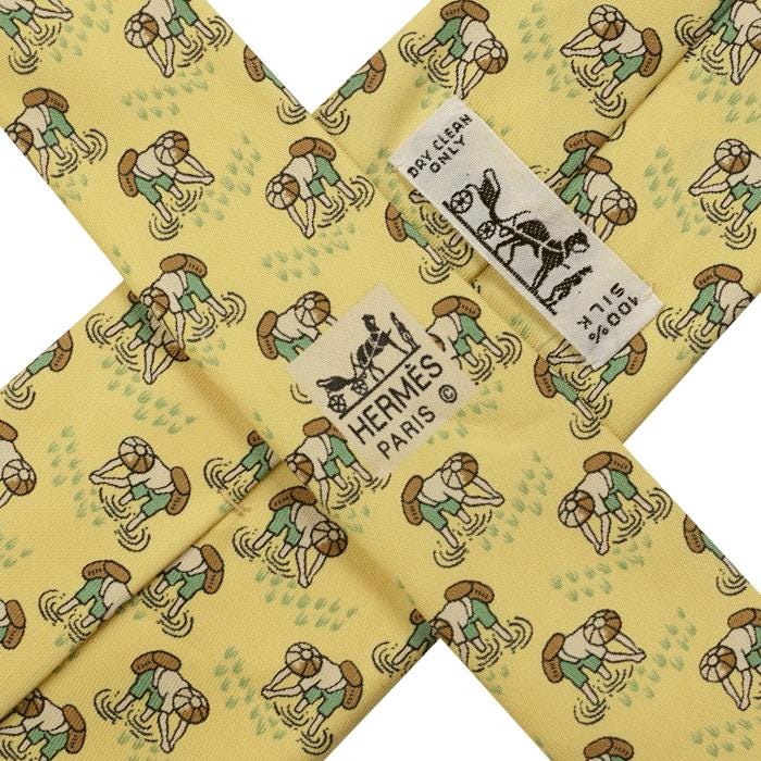 Hermes Men's Silk Tie Rice Farmers Pattern 7535