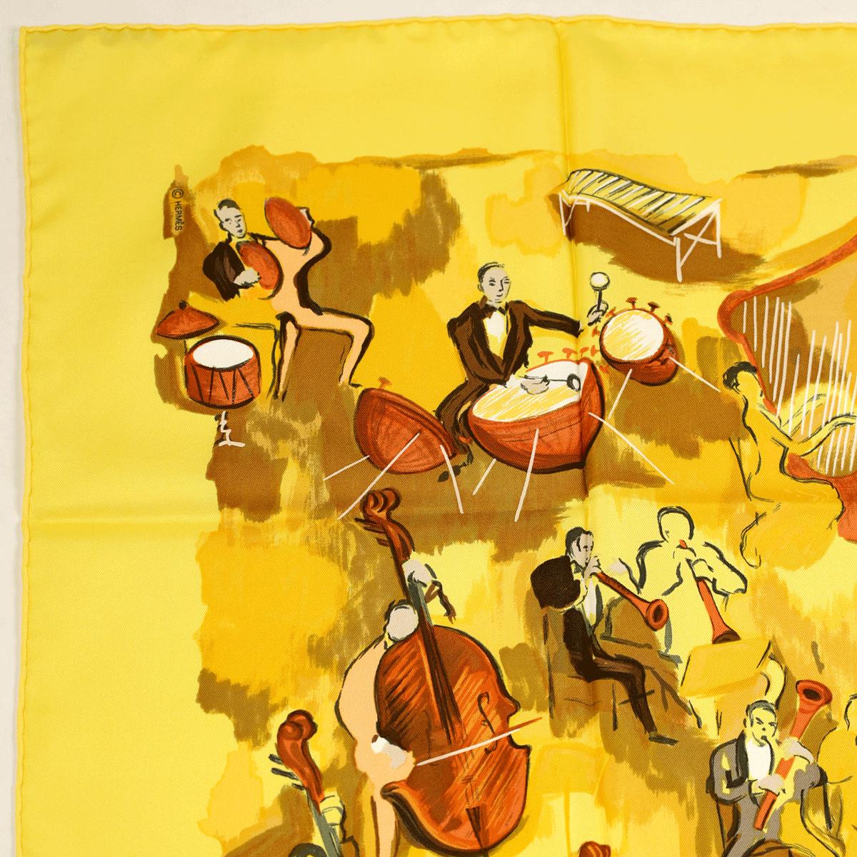 Hermes Scarf "Concerto" by Jean-Louis Clerc 90cm Silk