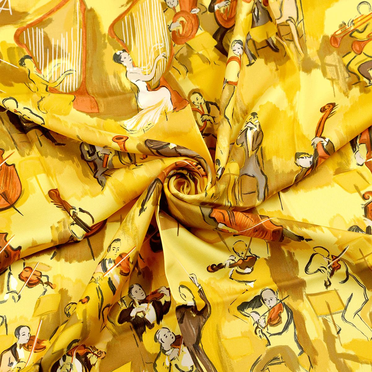 Hermes Scarf "Concerto" by Jean-Louis Clerc 90cm Silk