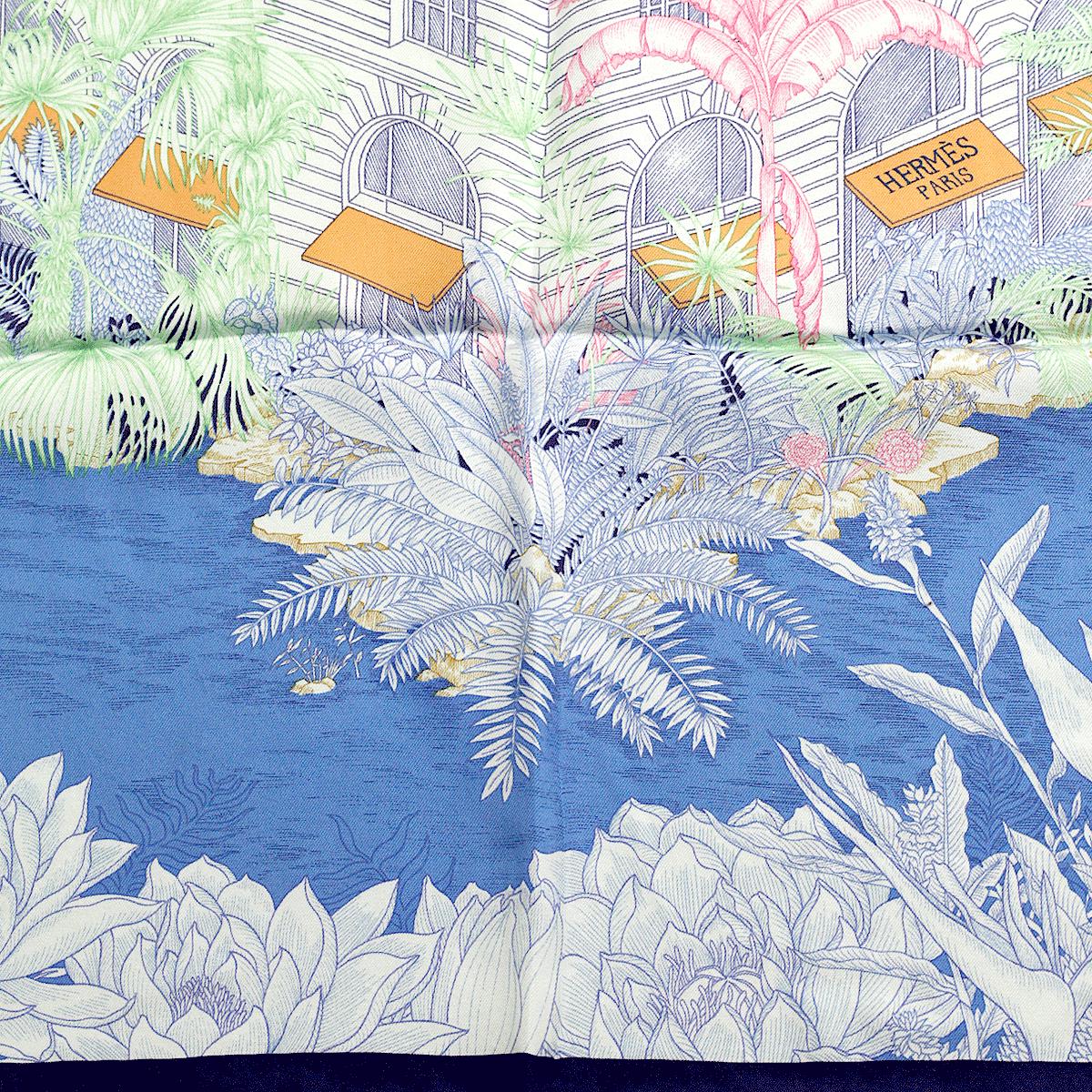 Hermes Scarf "Faubourg Tropical" by Théo de Gueltzl and Octave Marsal 90cm Silk Wash Scarf | Carre Foulard