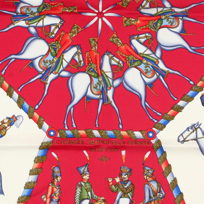 Hermes Scarf "L'Armee Imperiale Russe de 1816 A 1916" by Michel Duchene 90cm Silk | Carre