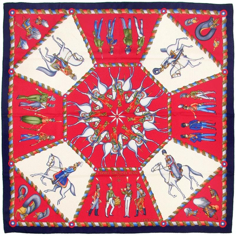 Hermes Scarf "L'Armee Imperiale Russe de 1816 A 1916" by Michel Duchene 90cm Silk | Carre