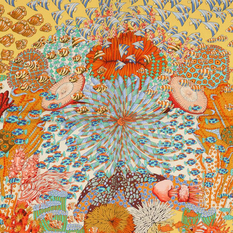 Hermes Scarf "Rencontre Oceane" by Annie Faivre 90cm Silk