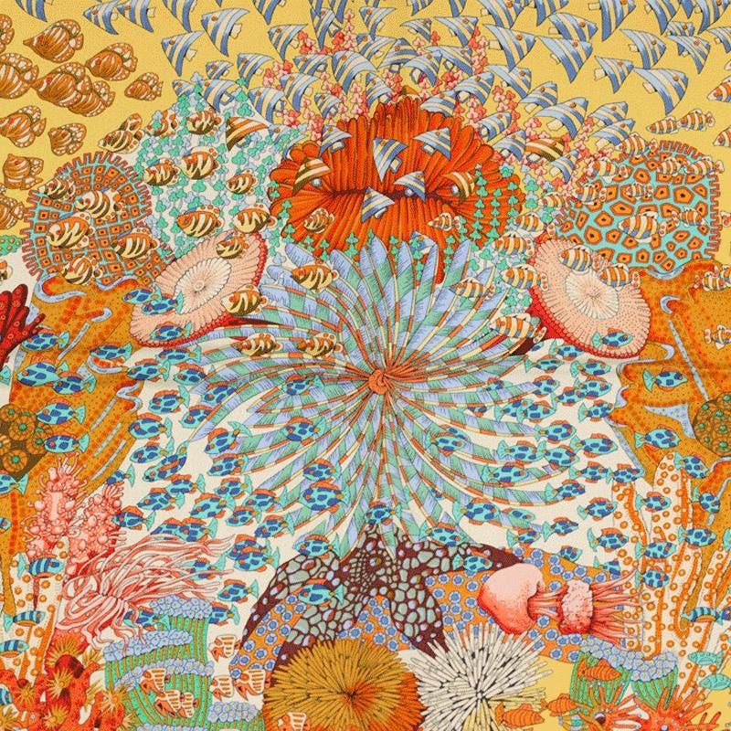 Hermes Scarf "Rencontre Oceane" by Annie Faivre 90cm Silk