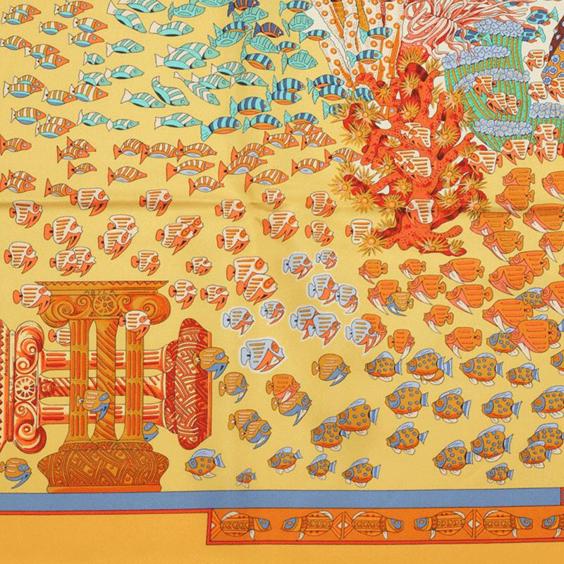 Hermes Scarf "Rencontre Oceane" by Annie Faivre 90cm Silk