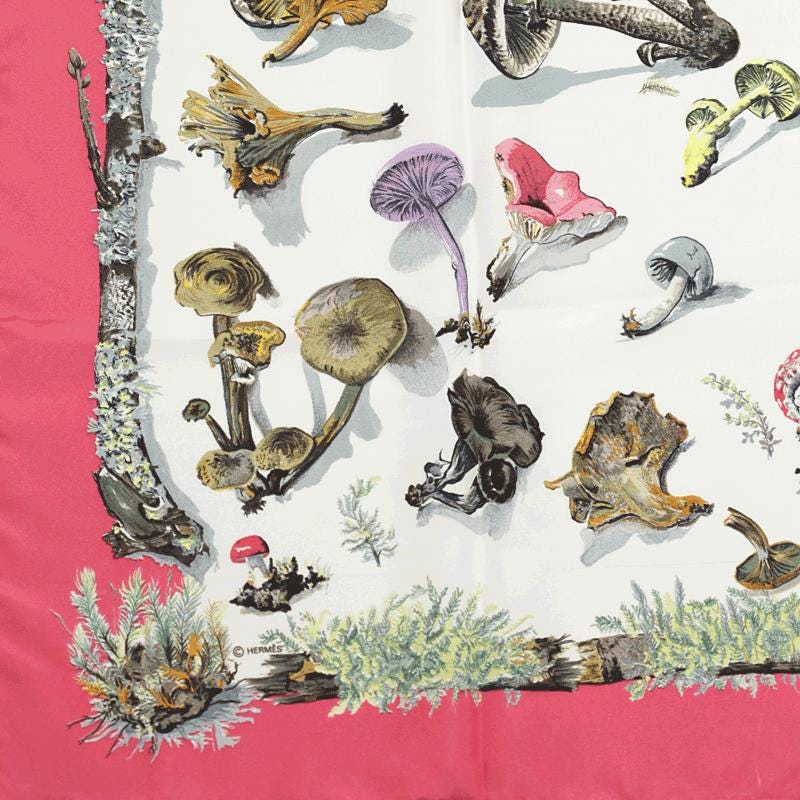 Hermes Scarf "Champignons" by Anne Gavarni & Françoise De La Perriere 90cm Silk
