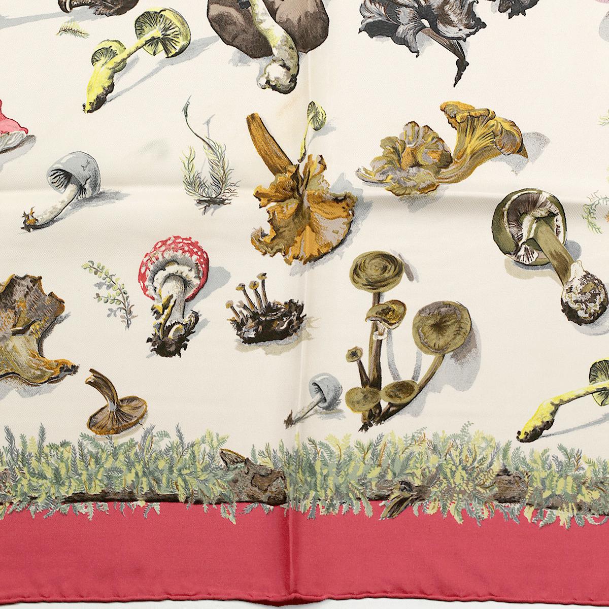 Hermes Scarf "Champignons" by Anne Gavarni & Françoise De La Perriere 90cm Silk
