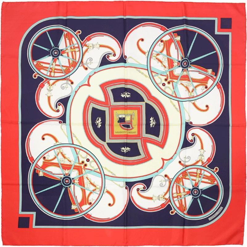 Hermes Scarf "Washington's Carriage" by Caty Latham Vintage 90cm Silk