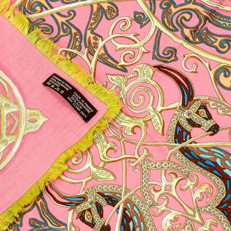 Hermes Scarf "Charmante Animaux" by Annie Faivre 90cm Cashmere Frange | Carre Foulard Rare
