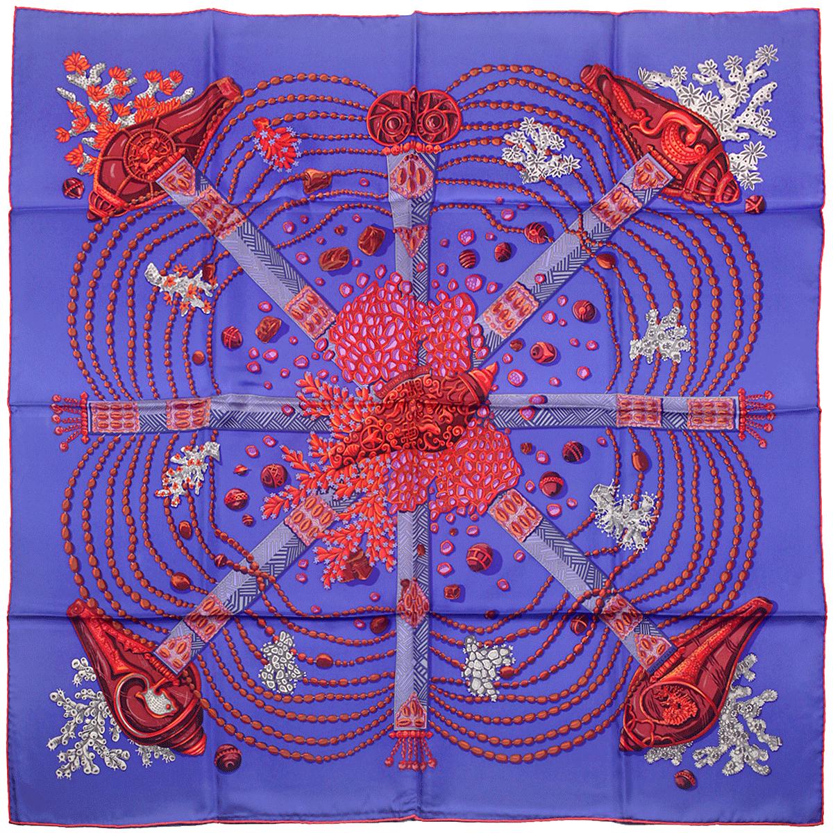 Hermes Scarf "Chemins de Corail" by Annie Faivre 90cm Silk | Carre Foulard