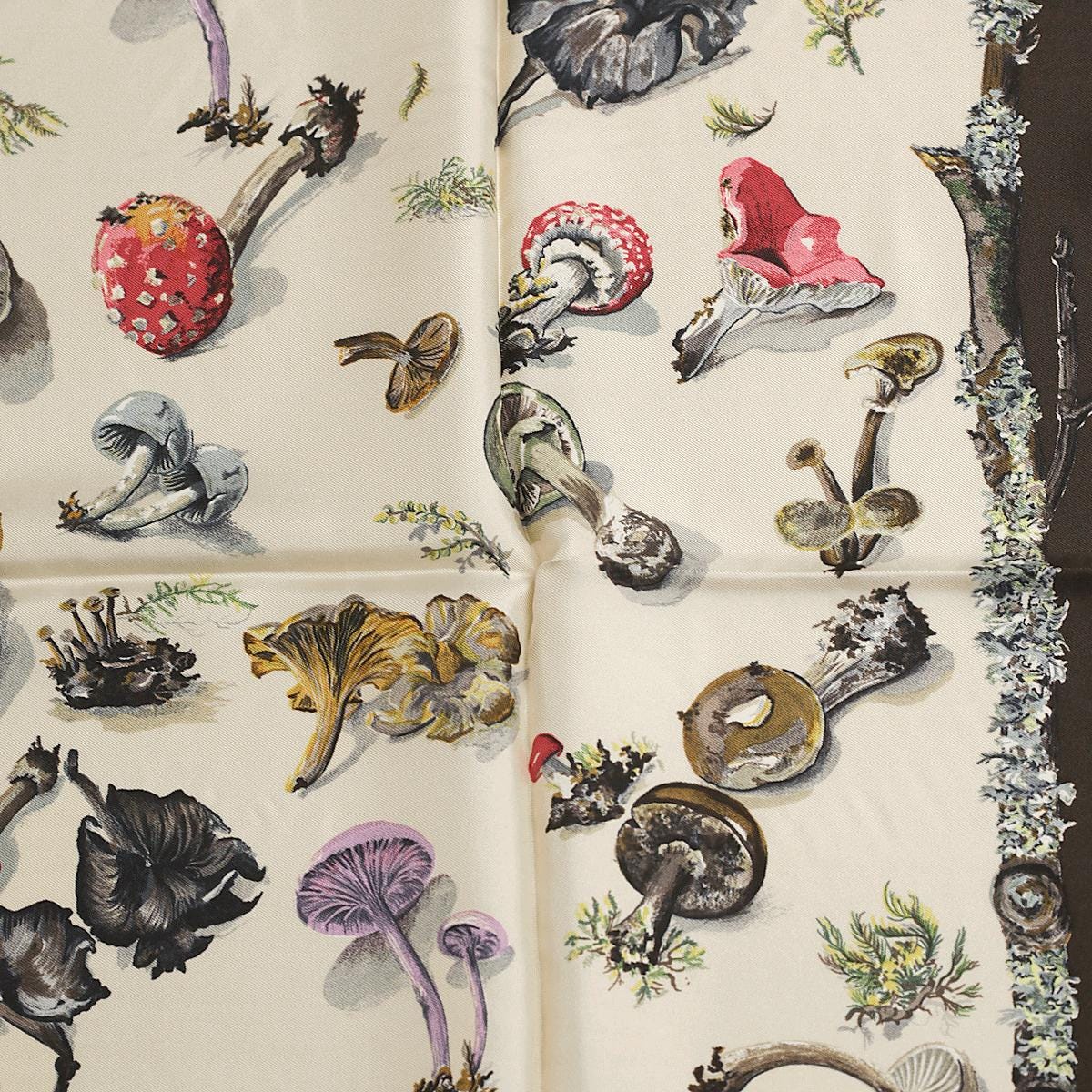 Hermes Scarf "Champignons" by Anne Gavarni & Françoise De La Perriere 90cm Silk | Carre Foulard