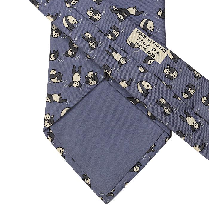 Hermes Men's Silk Tie Vintage Pandas Pattern 7362 | Necktie Cravate