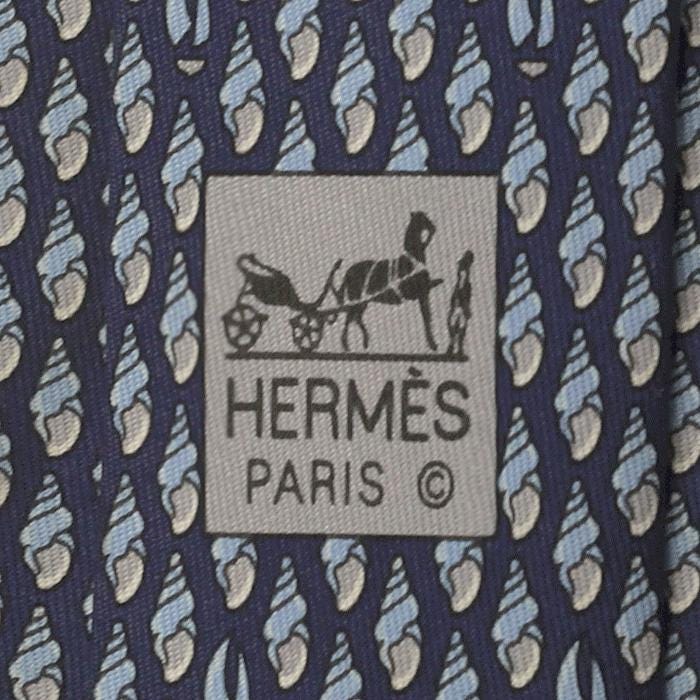 Hermes Men's Silk Tie Sea Shells Pattern 605745 | Necktie Cravate